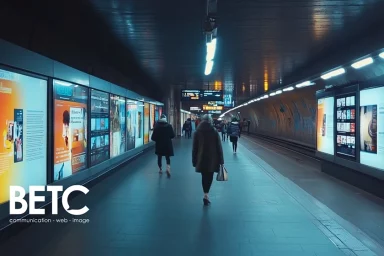 Affichage publicitaire dans une station de métro, représentant une campagne créative menée par BETC Strasbourg.