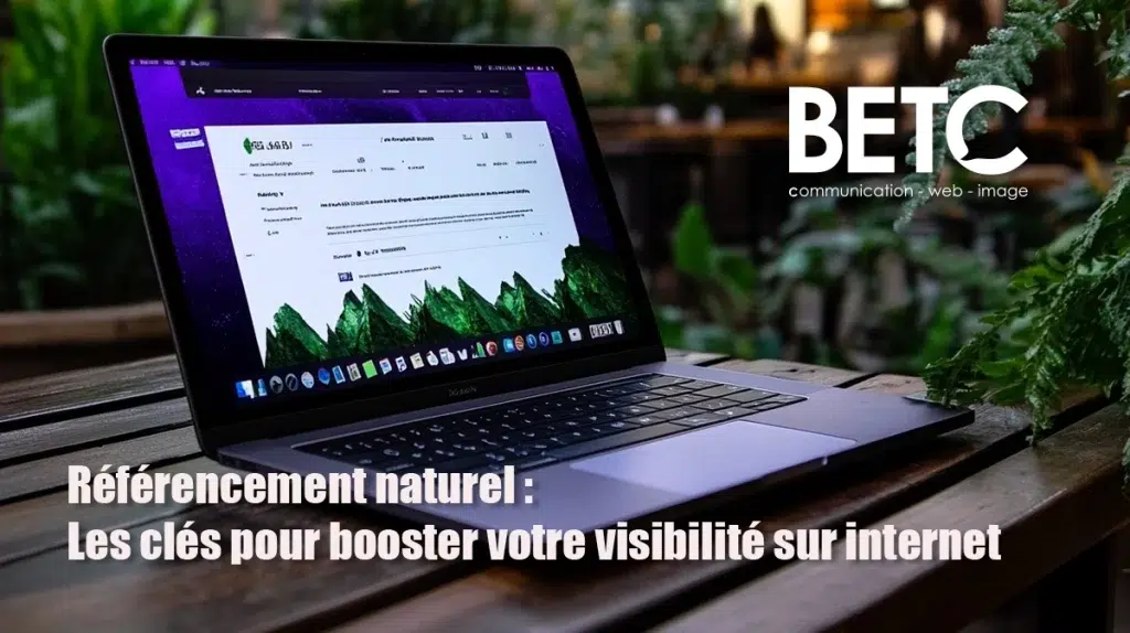 Ordinateur portable affichant un site web optimisé pour le référencement naturel par BETC Communication